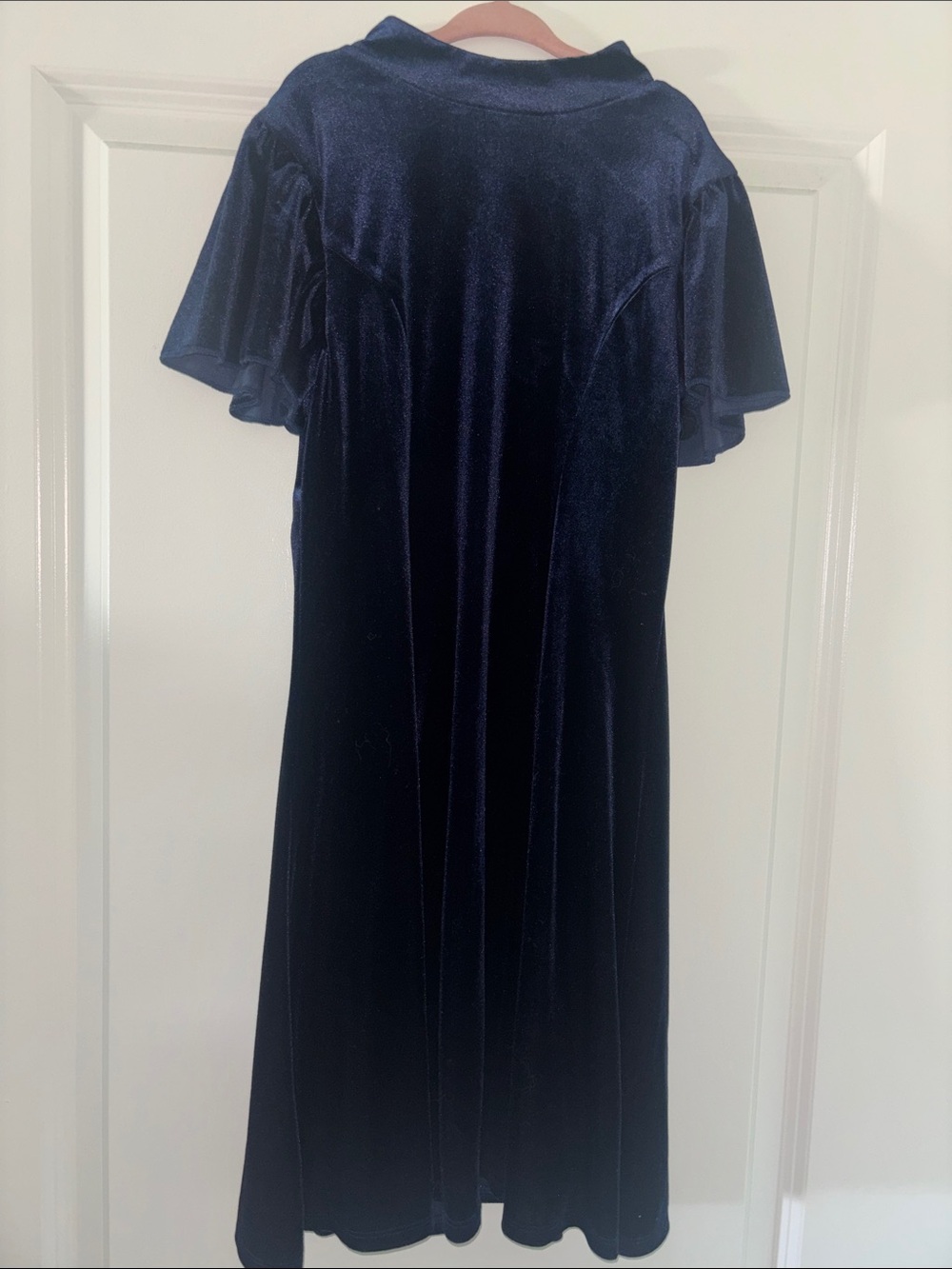 Girls Navy Blue Velvet Formal Dress